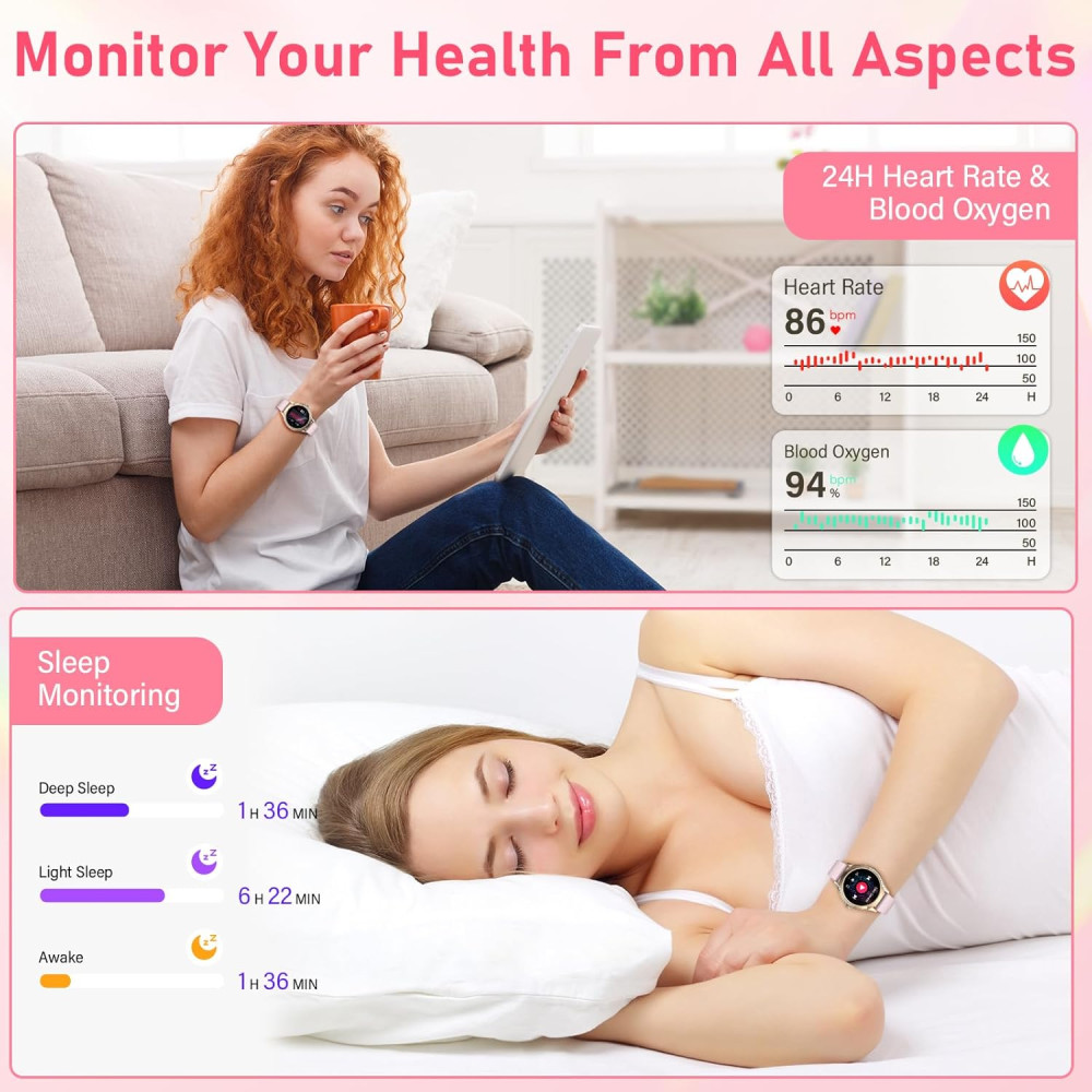 Смарт годинник ETELIAR з Bluetooth 5.3, HD-дисплеєм 1,19 дюйма, захистом IP68 для iOS та Android