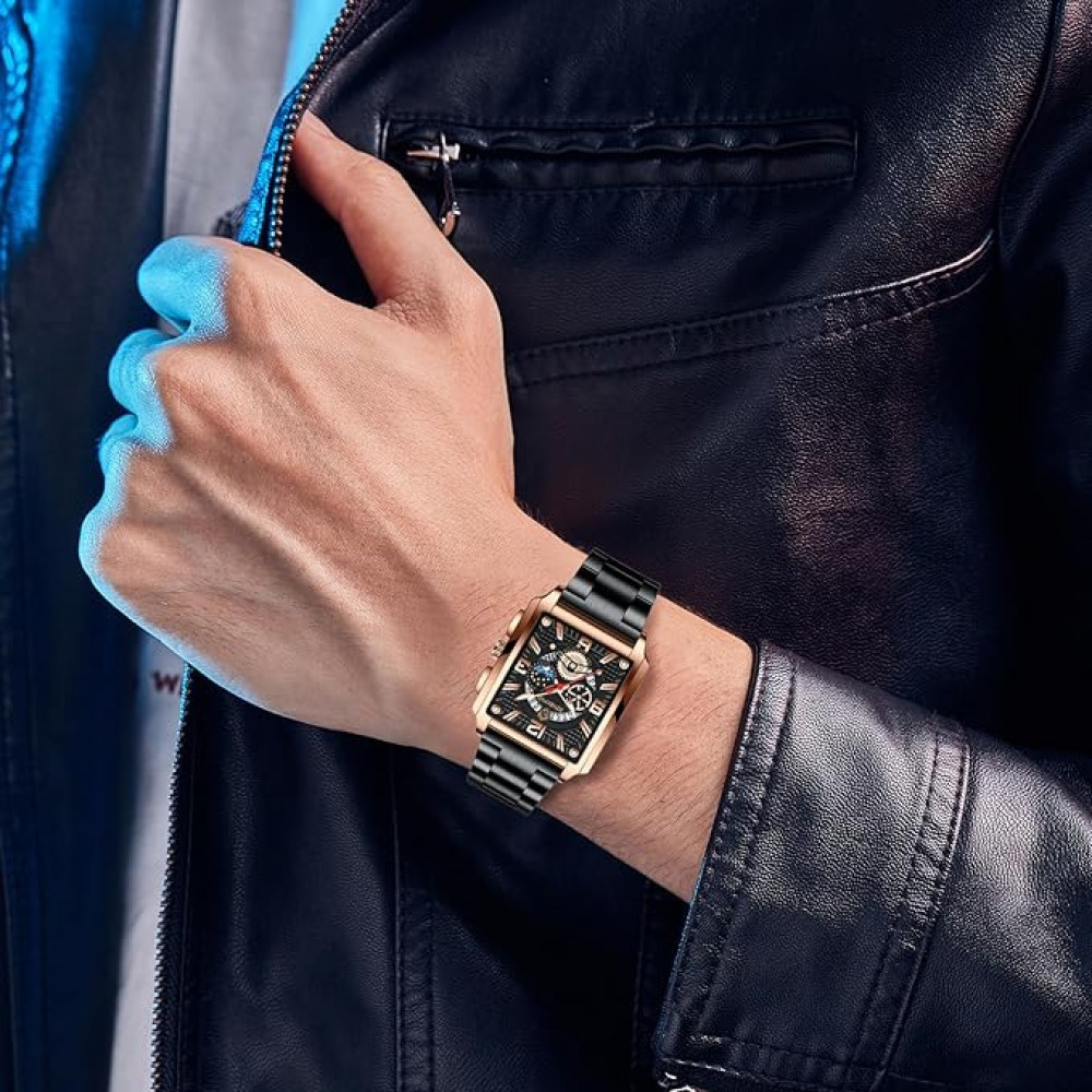 Мужские часы JewelryWe из нержавеющей стали, водонепроницаемые аналоговые кварцевые часы