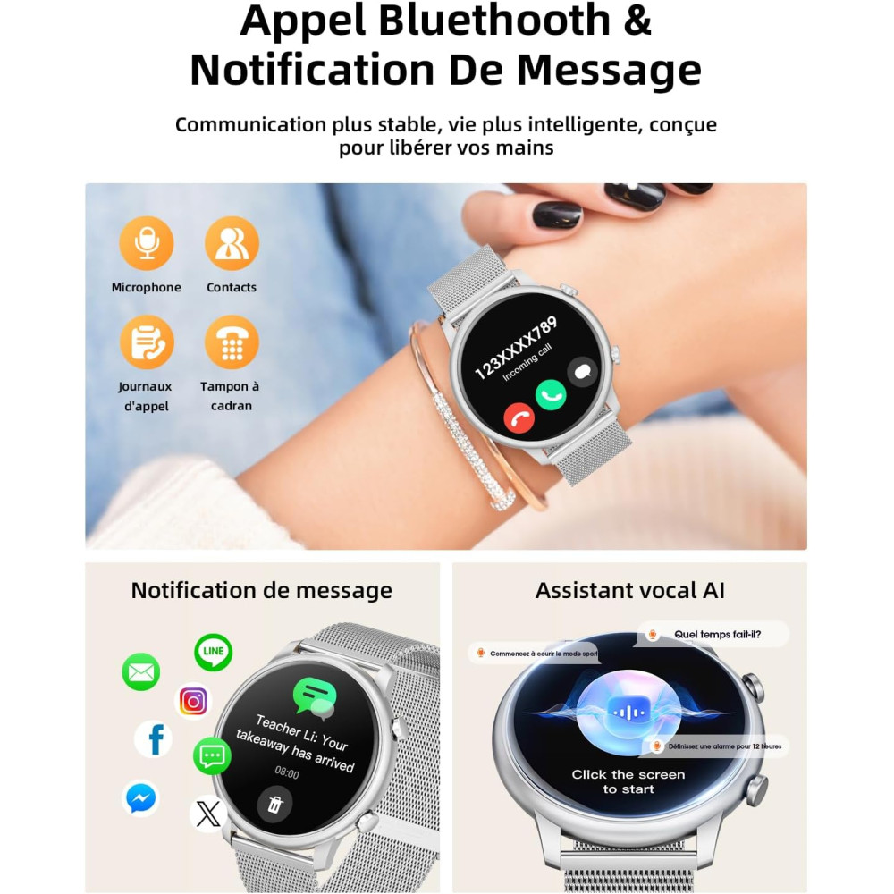 Смарт годинник Hwagol 1,39дюйми Bluetooth дзвінки 2 ремінці