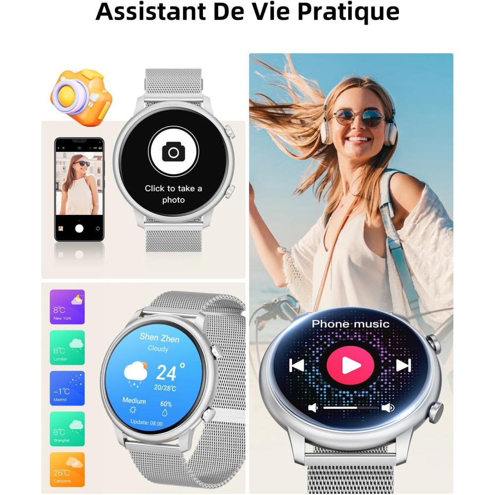 Смарт годинник Hwagol 1,39дюйми Bluetooth дзвінки 2 ремінці