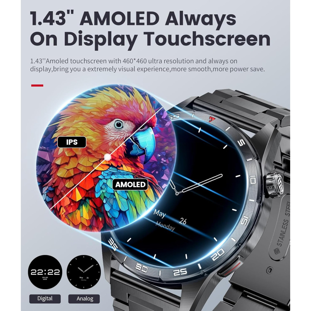 Смарт годинник FOXBOX SML3 з AMOLED дисплеєм та 3 ремішками