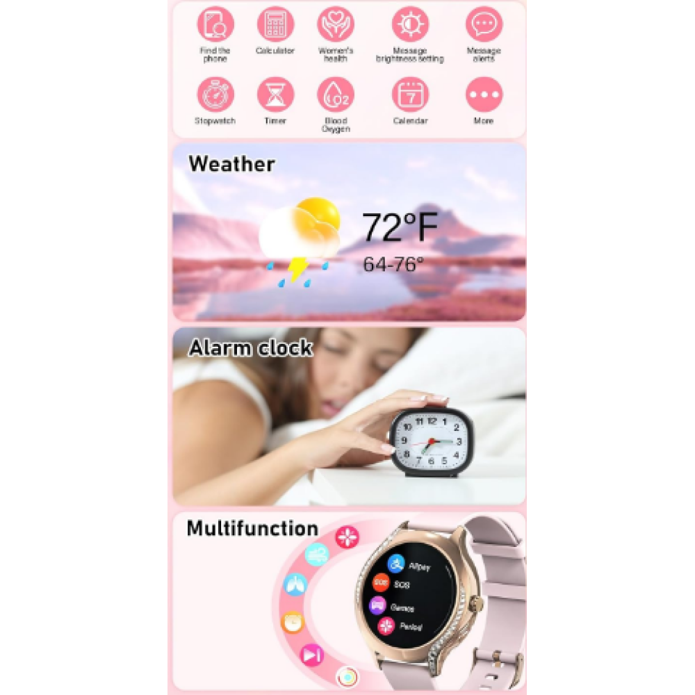 Смарт годинник ETELIAR з Bluetooth 5.3, HD-дисплеєм 1,19 дюйма, захистом IP68 для iOS та Android
