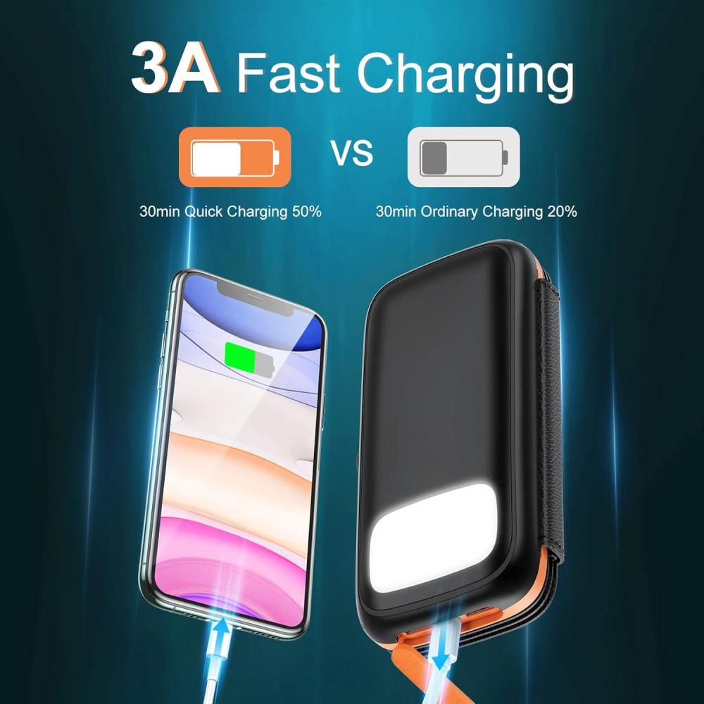 Power Bank CONXWAN с солнечной зарядной панелью, 26800 мАч