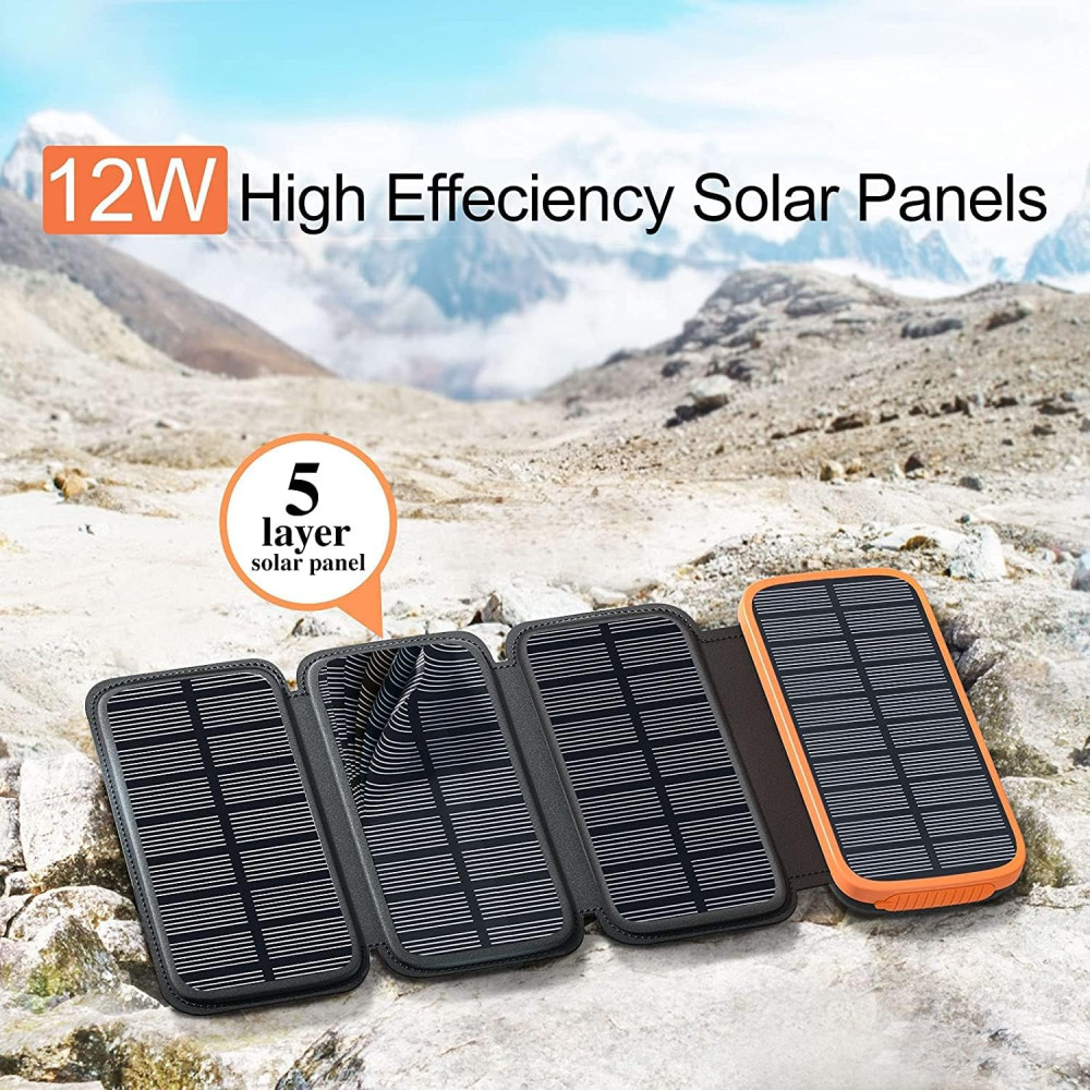 Power Bank CONXWAN с солнечной зарядной панелью, 26800 мАч