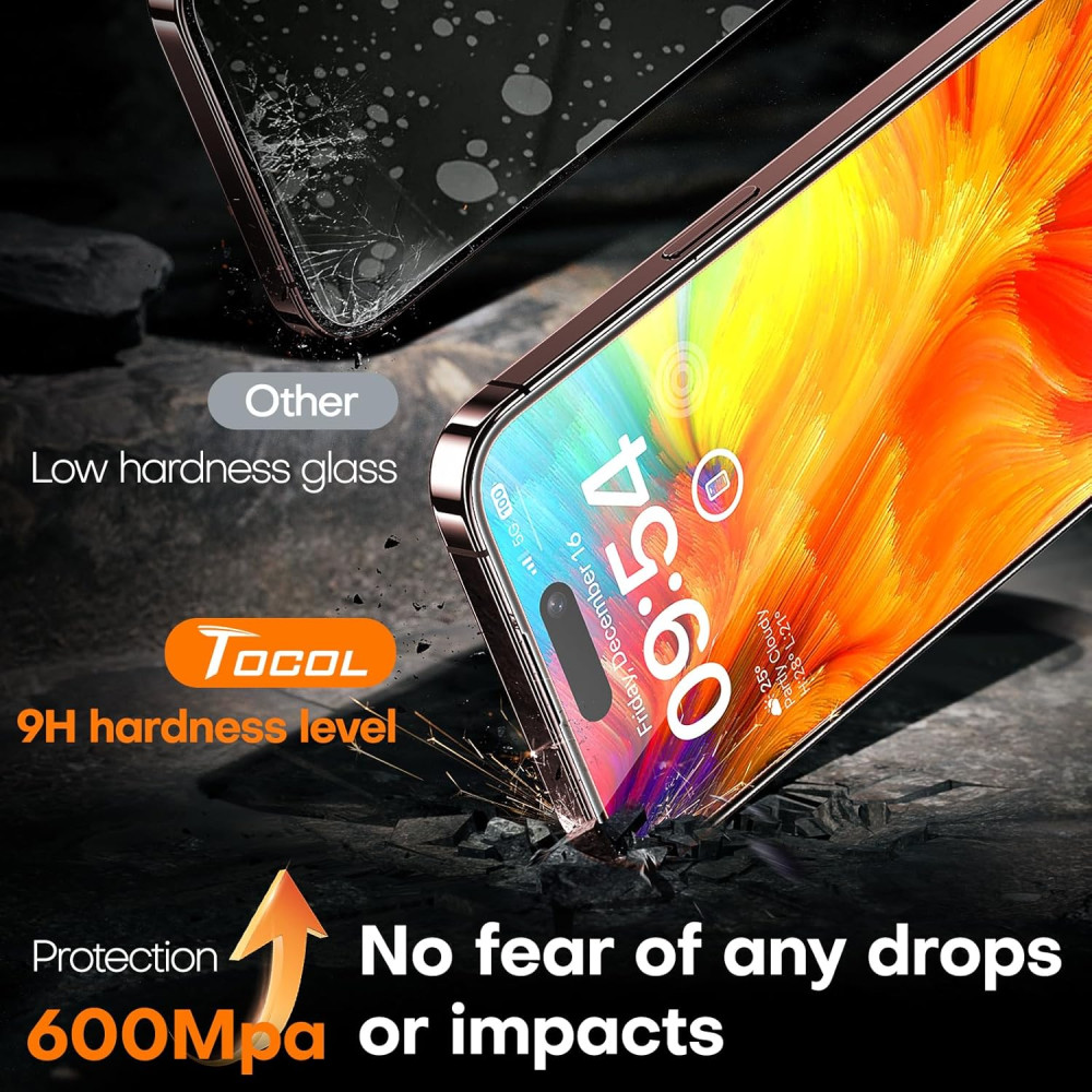 Защитное стекло TOCOL для iPhone 16 Pro 9H полное покрытие антиударное HD 