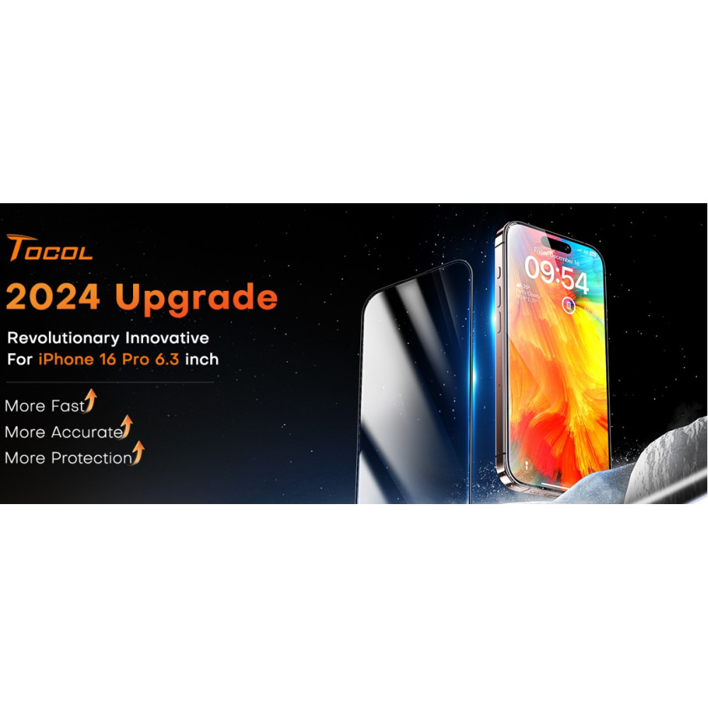 Защитное стекло TOCOL для iPhone 16 Pro 9H полное покрытие антиударное HD 