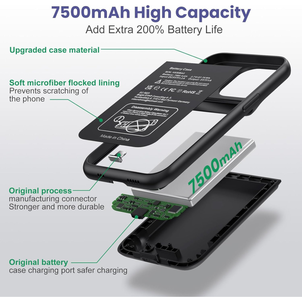 Чехол-аккумулятор Ekrist 7500mAh для iPhone 13/13 Pro/14