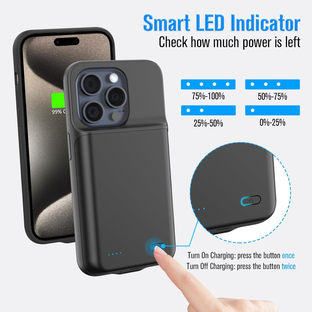 Чехол аккумулятор HUOBAO для iPhone 15 Pro Max 8500mAh 