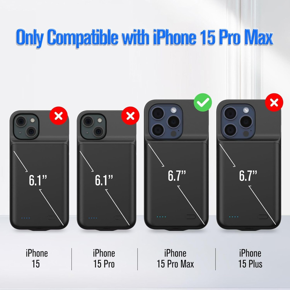Чехол аккумулятор HUOBAO для iPhone 15 Pro Max 8500mAh 