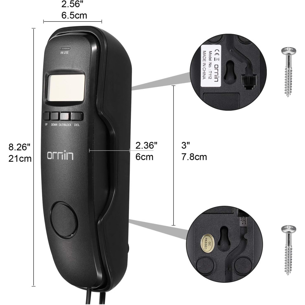 Стационарный телефон ORNIN T112 кнопочный проводной с определителем номера