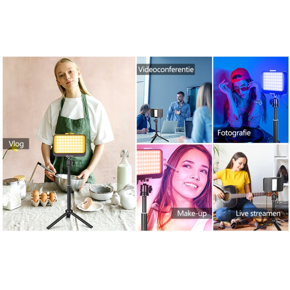Светодиодная видеолампа UBeesize LED регулируемая USB с цветными фильтрами