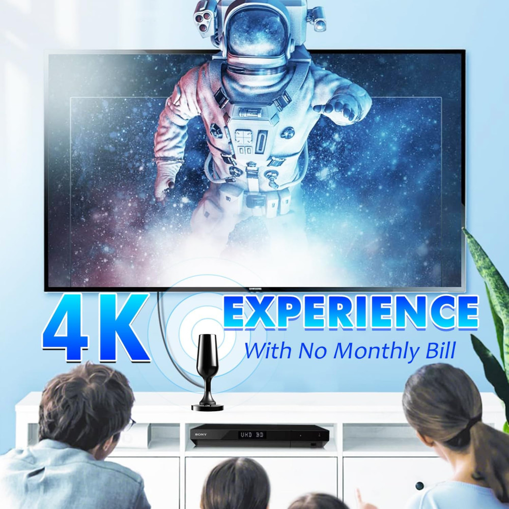 Телевизионная антенна с усилителем TV Aerial 4K/1080p для домашних телевизоров с магнитным основанием