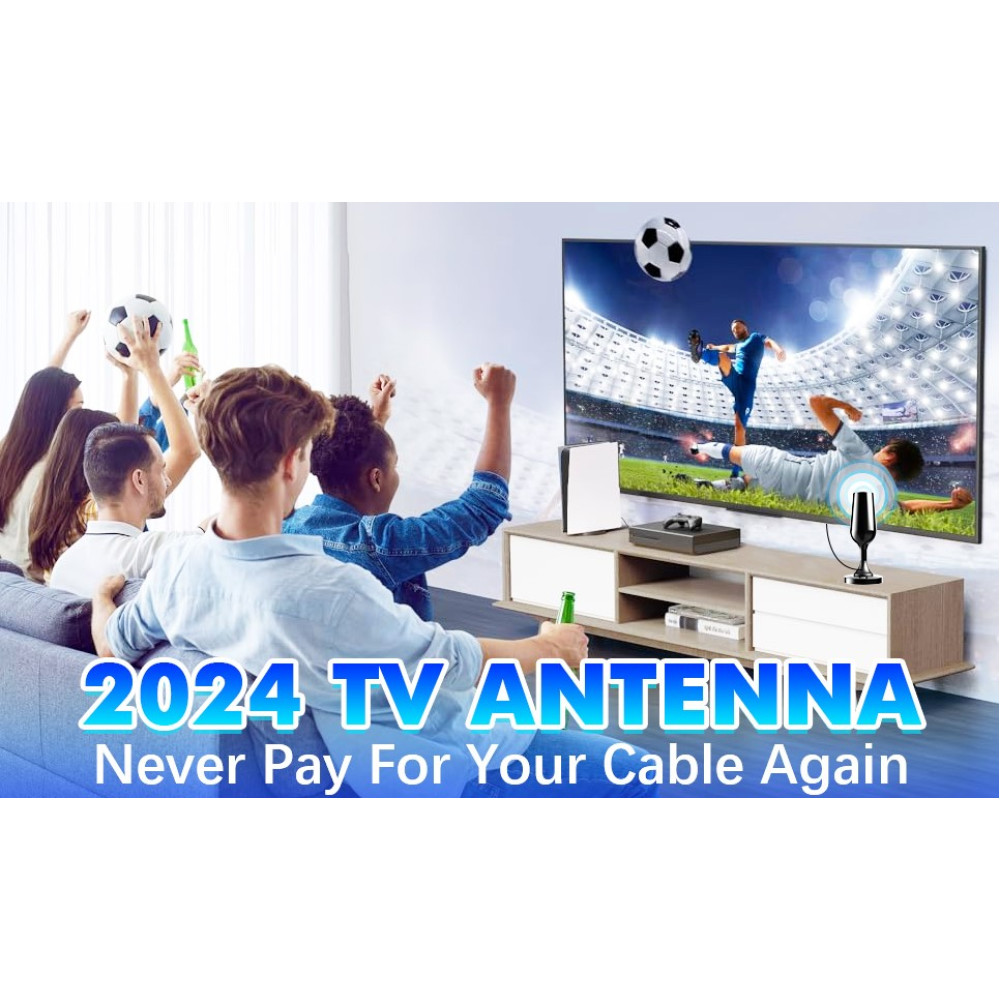 Телевизионная антенна с усилителем TV Aerial 4K/1080p для домашних телевизоров с магнитным основанием