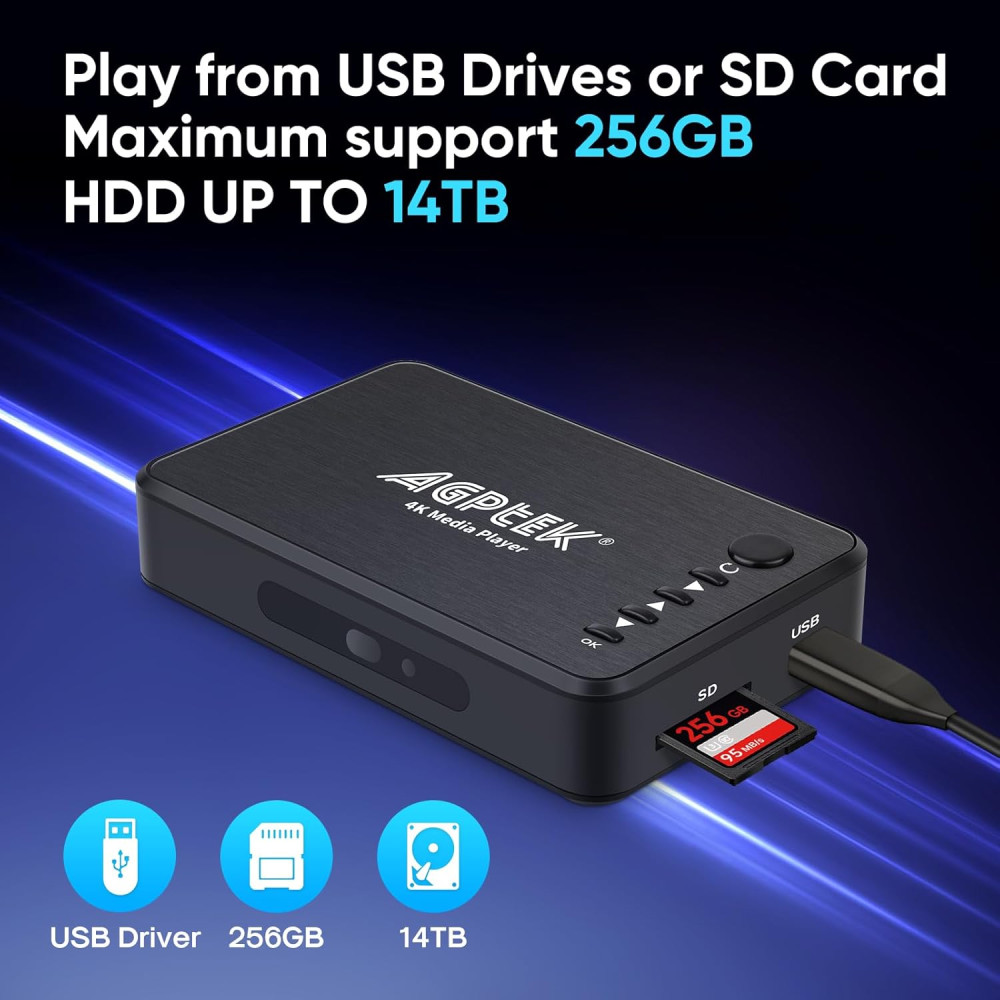 Медіаплеєр з HDMI AGPTEK HA0058 1080P USB 2 0 SD з пультом управління