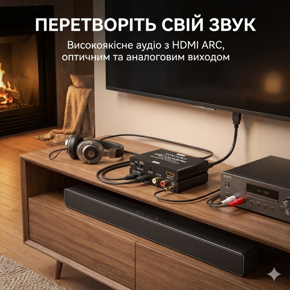 Аналоговий та цифровий аудіо конвертер  адаптер SDKDZKG 192KHz HDMI ARC