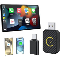 Беспроводной адаптер CarPlay Android Auto для iPhone Android с Bluetooth 5.2 и Wi-Fi 5.0 ГГц