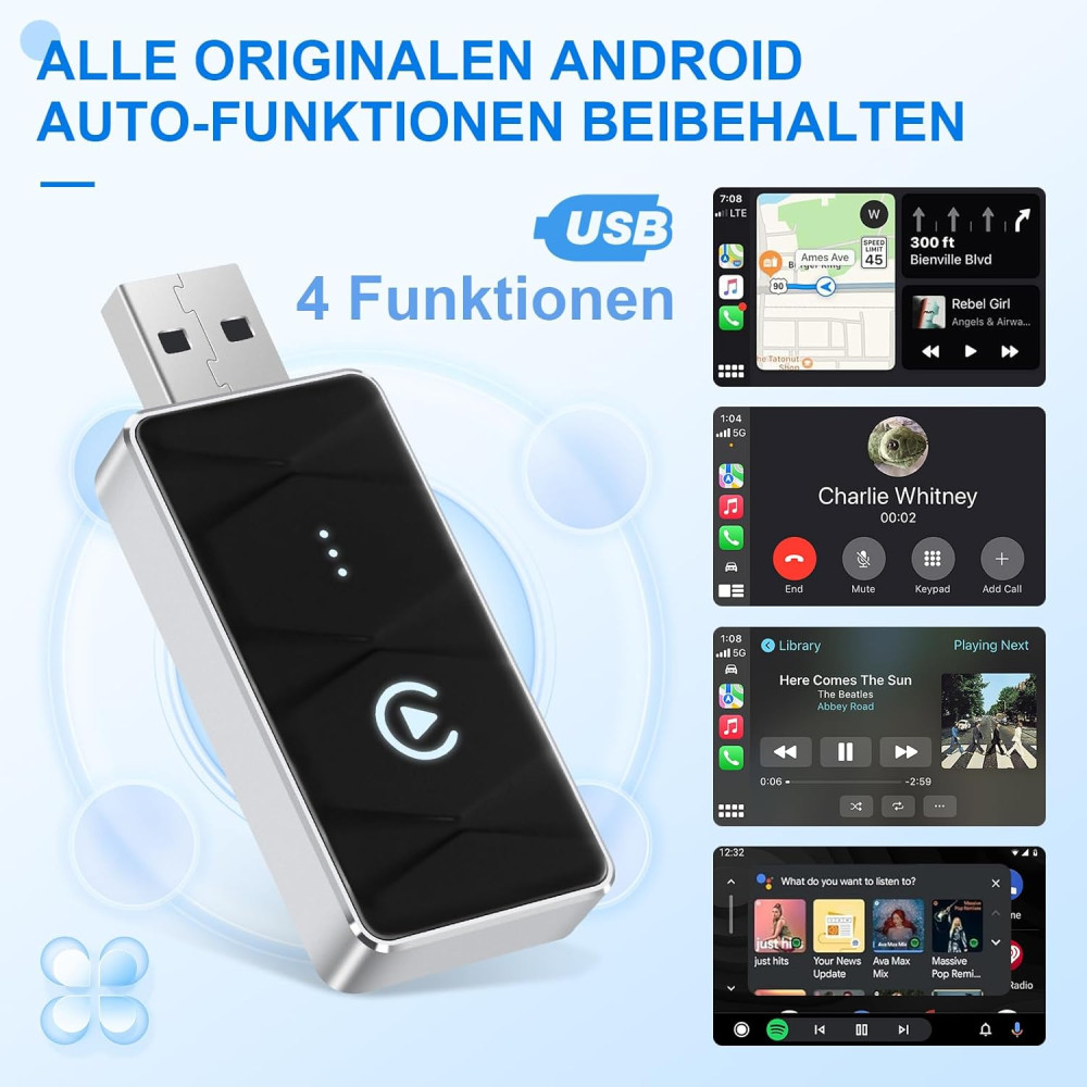 Беспроводной адаптер Android Auto aquota USB-C/USB-A