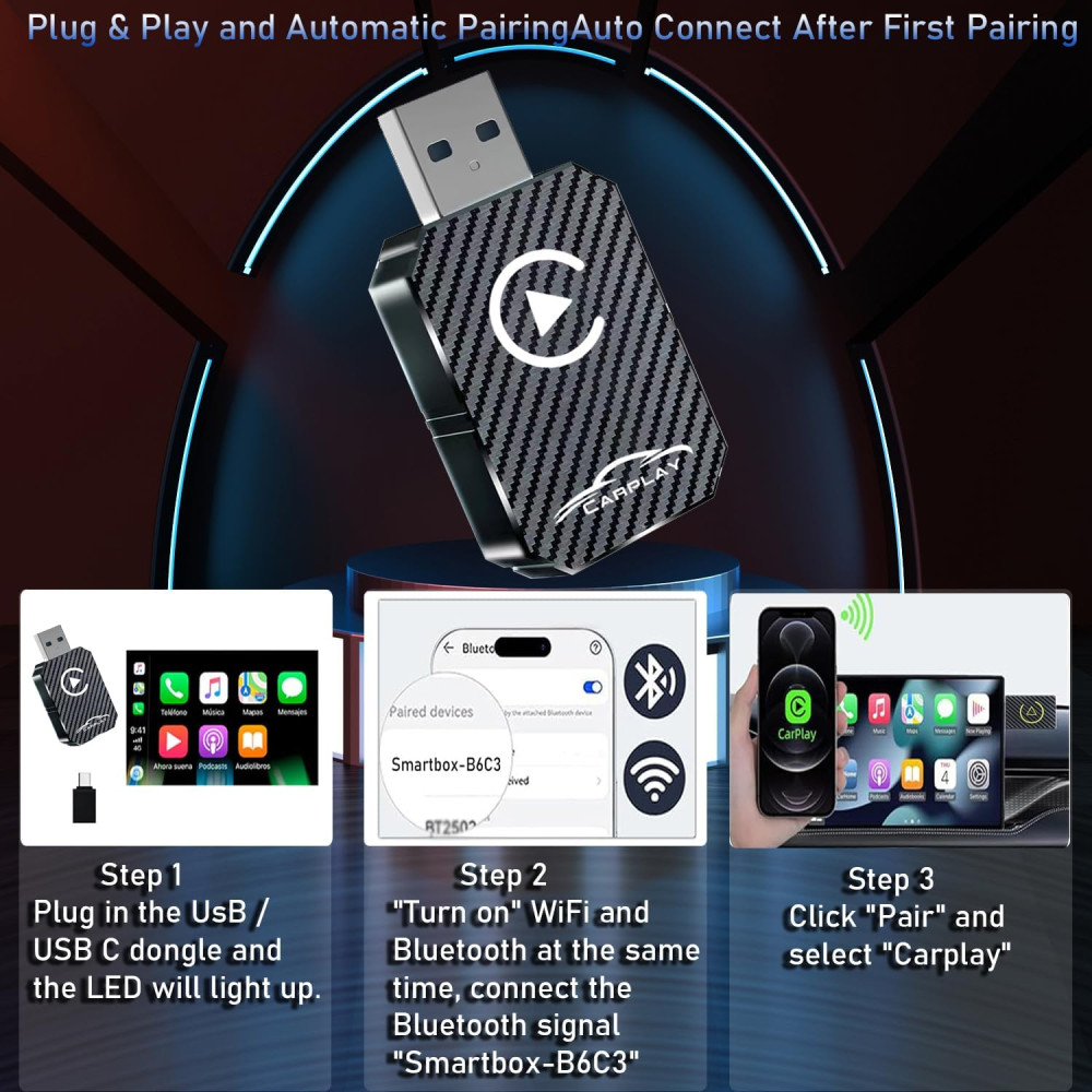 Беспроводной адаптер CarPlay X1 для авто USB Type C