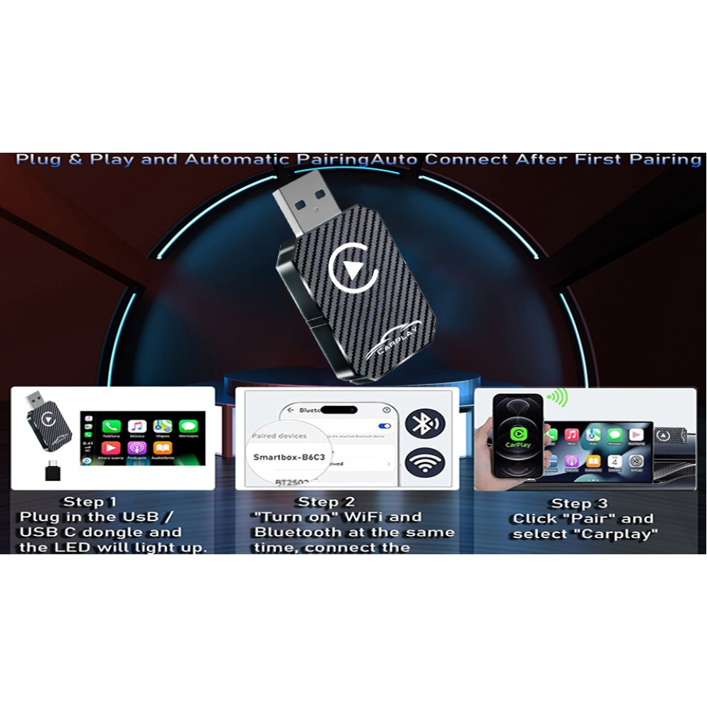 Беспроводной адаптер CarPlay X1 для авто USB Type C
