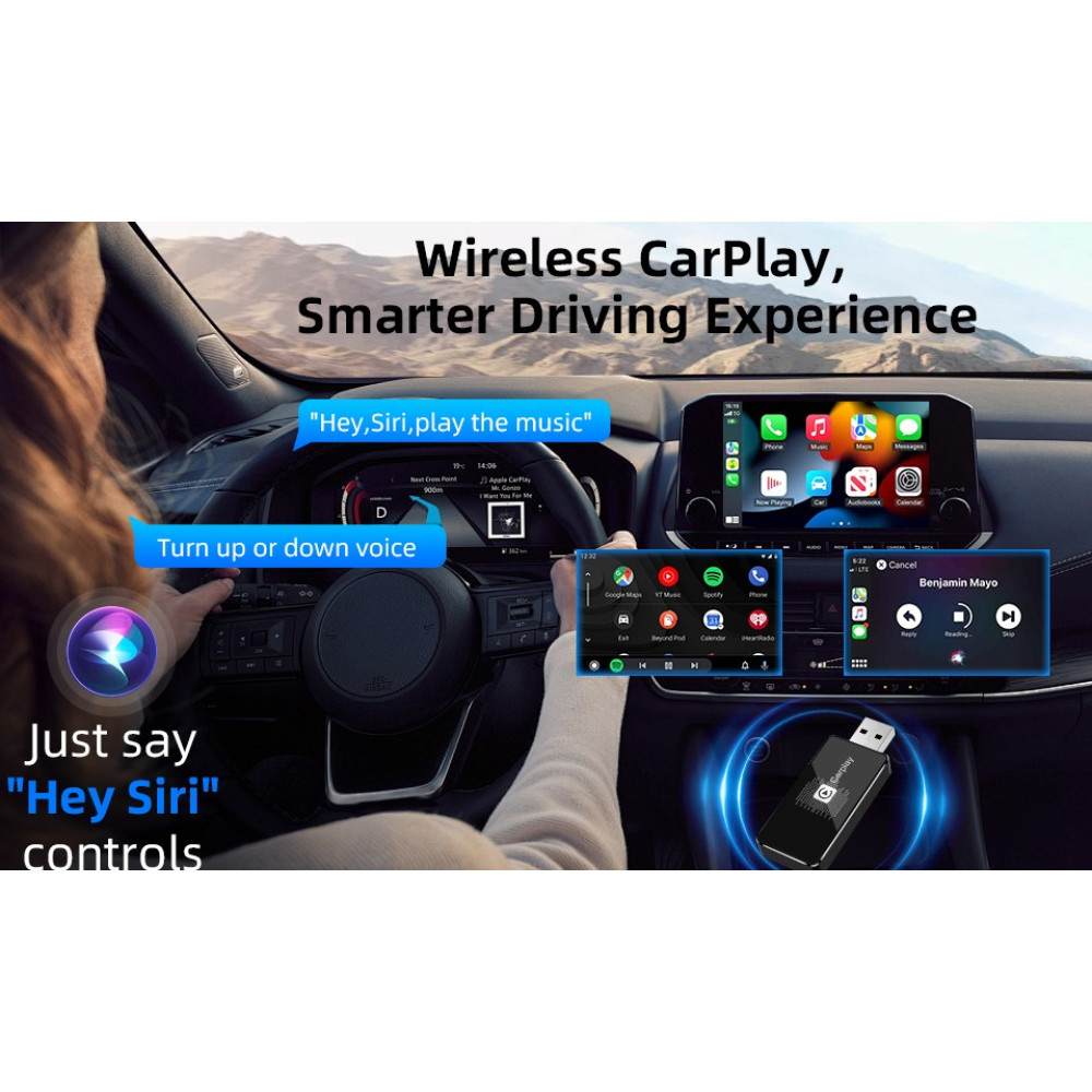 Беспроводной адаптер CarPlay GOOPOOL для iPhone USB быстрое подключение