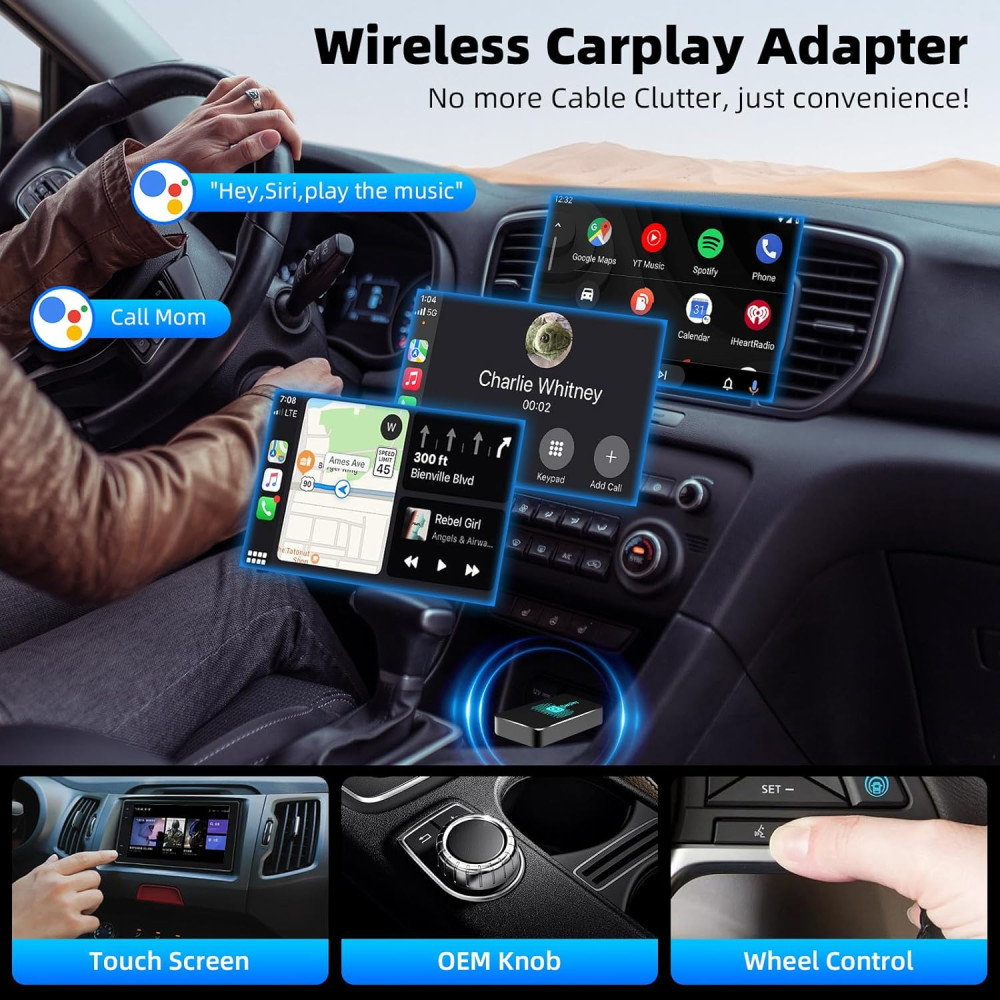 Беспроводной адаптер CarPlay GOOPOOL для iPhone USB быстрое подключение