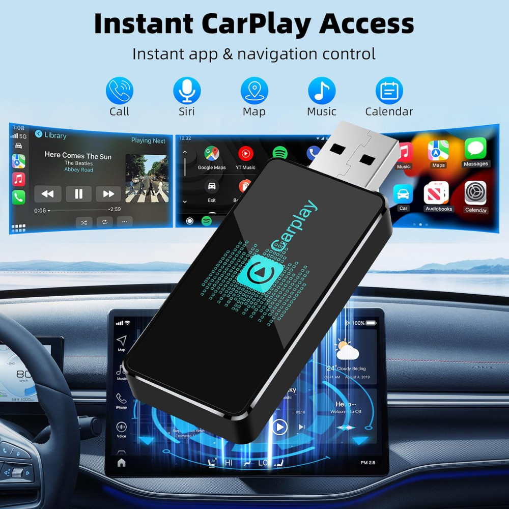 Беспроводной адаптер CarPlay GOOPOOL для iPhone USB быстрое подключение