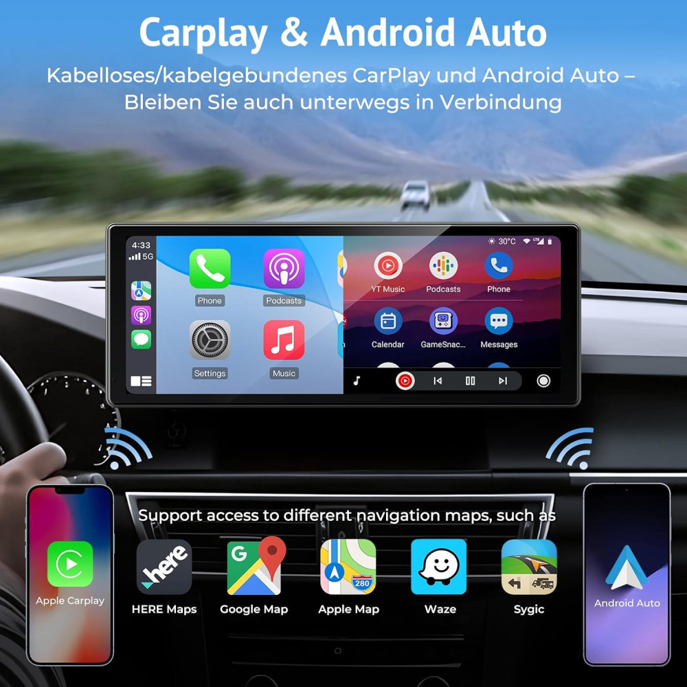 Автомобильный дисплей Wonsidary CarPlay Android Auto IPS сенсорный экран