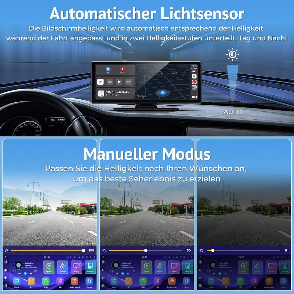 Автомобильный дисплей Wonsidary CarPlay Android Auto IPS сенсорный экран