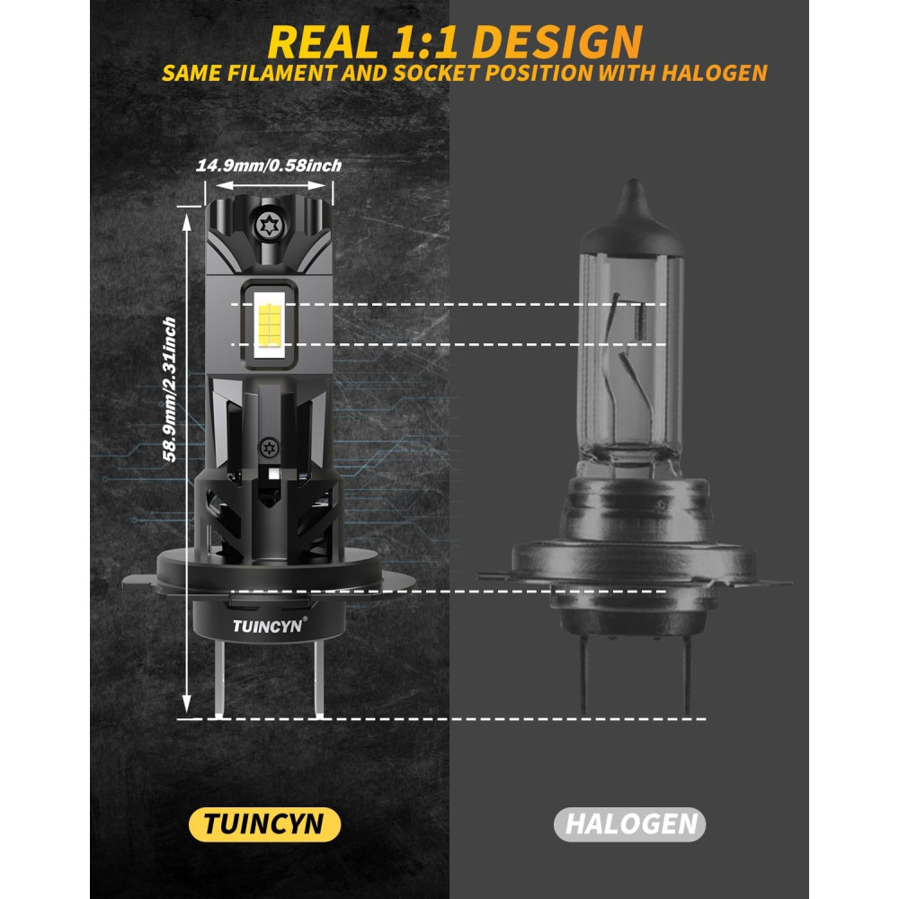 Автомобільні LED лампи TUINCYN H7 80W 16000LM 6000K комплект 2 шт