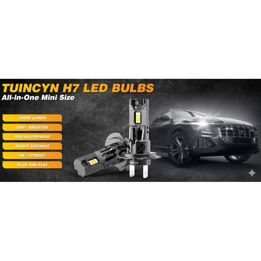 Автомобільні LED лампи TUINCYN H7 80W 16000LM 6000K комплект 2 шт