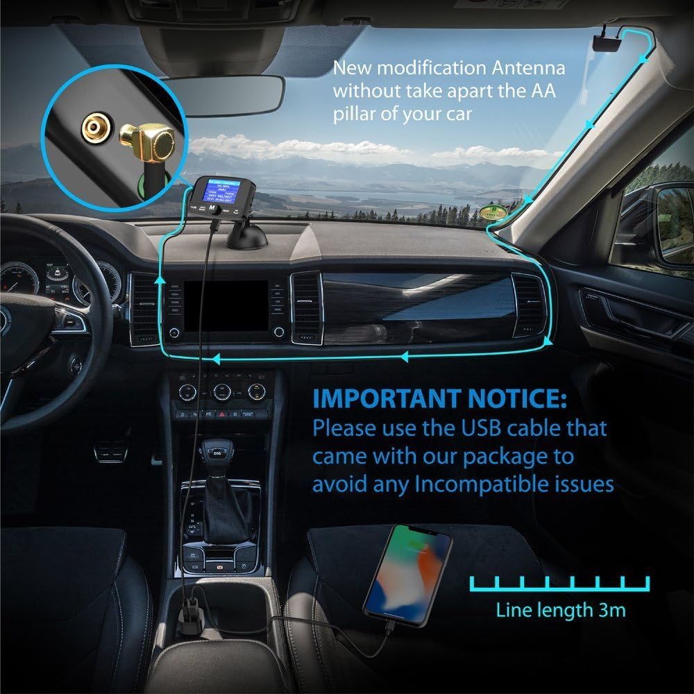 Автомобильный DAB DAB и радио адаптер FirstE DAB008 с Bluetooth та FM трансмиттером 