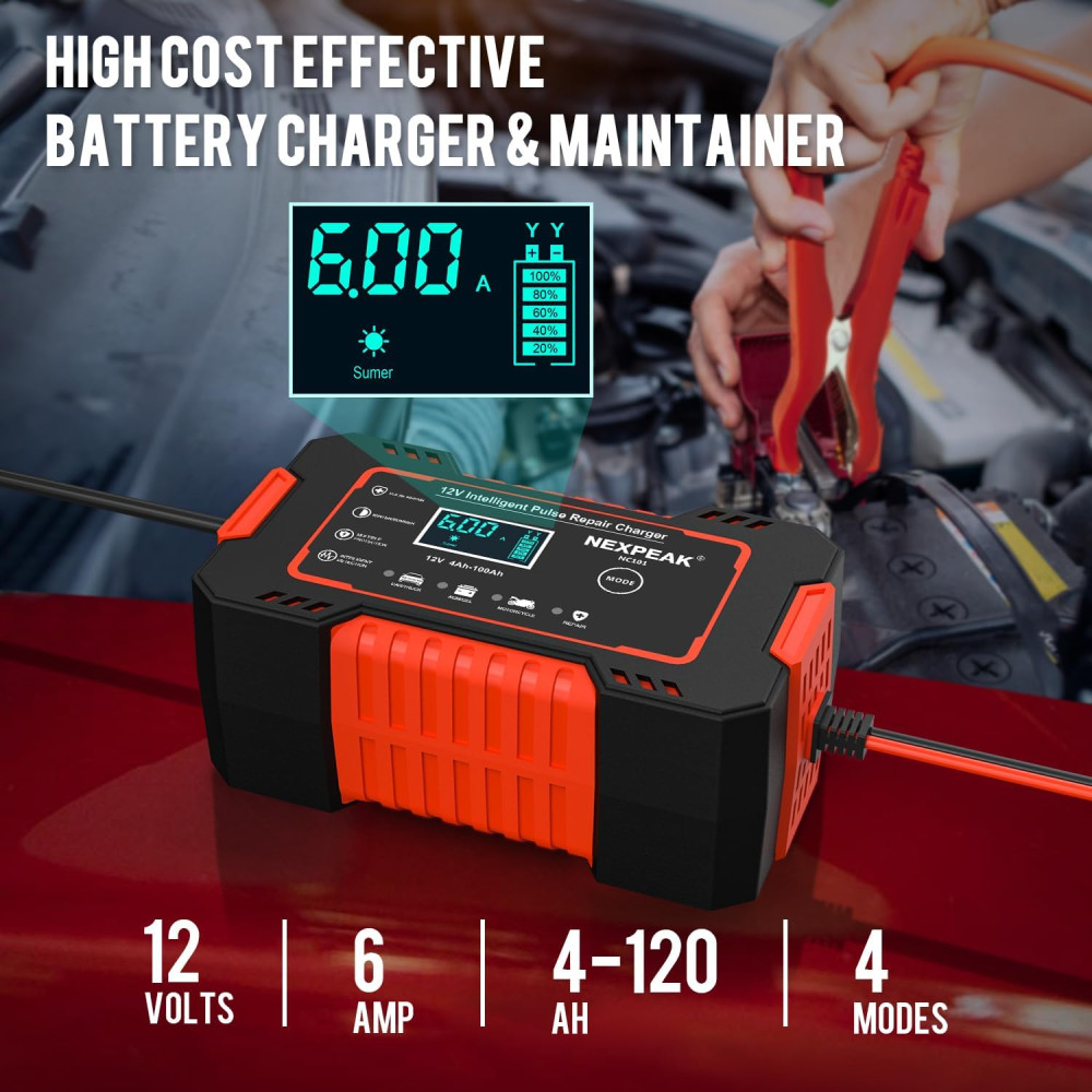 Зарядное устройство NEXPEAK NC101 для автомобильных аккумуляторов 12V 6A
