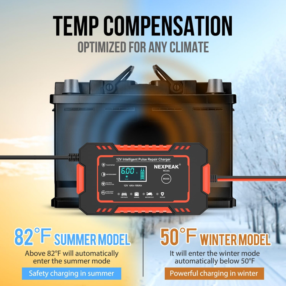 Зарядное устройство NEXPEAK NC101 для автомобильных аккумуляторов 12V 6A