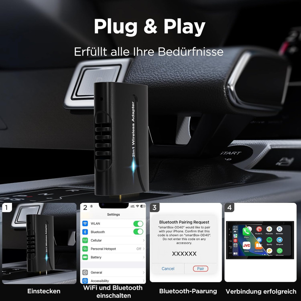 Беспроводной адаптер CarPlay Android Auto 2 в 1 DYUZO