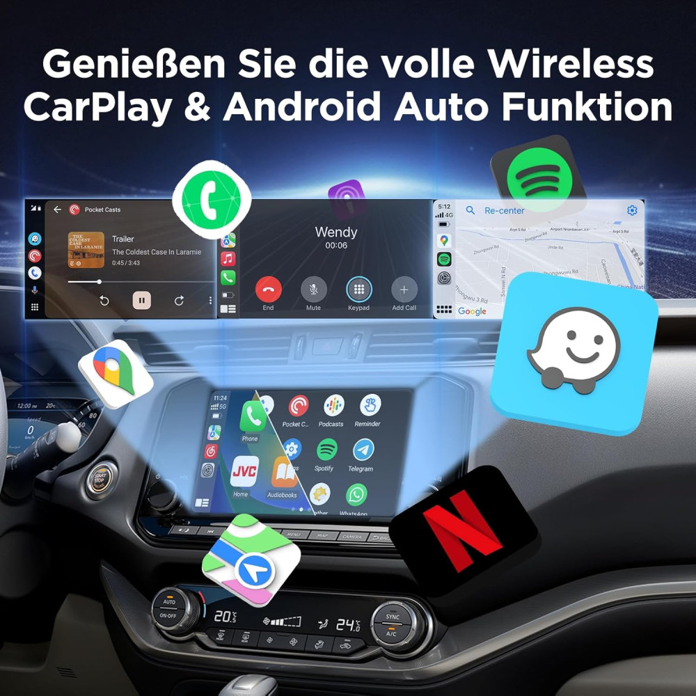 Беспроводной адаптер CarPlay Android Auto 2 в 1 DYUZO