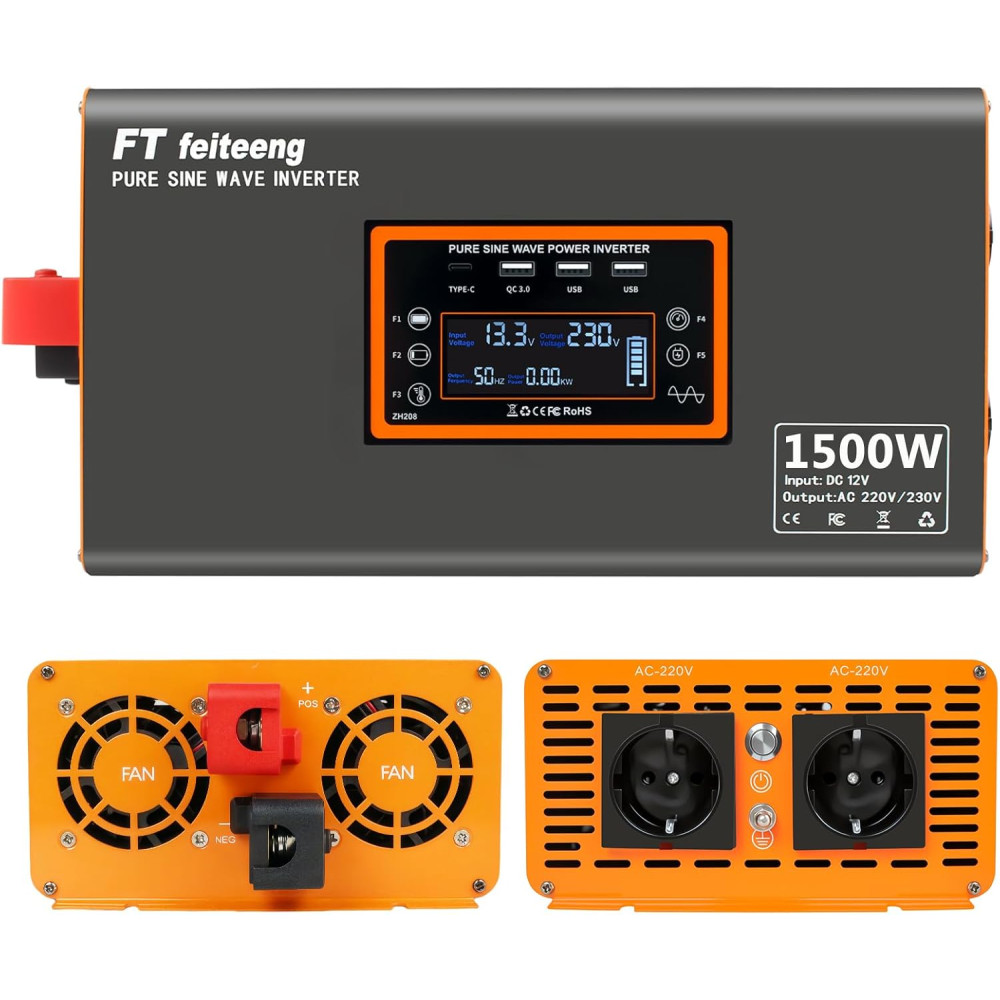 Инвертор чистой синусоиды FT feiteeng 1500 Вт с 12 В на 220 230 В 