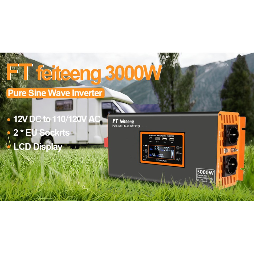 Инвертор чистой синусоиды FT feiteeng 1500 Вт с 12 В на 220 230 В 