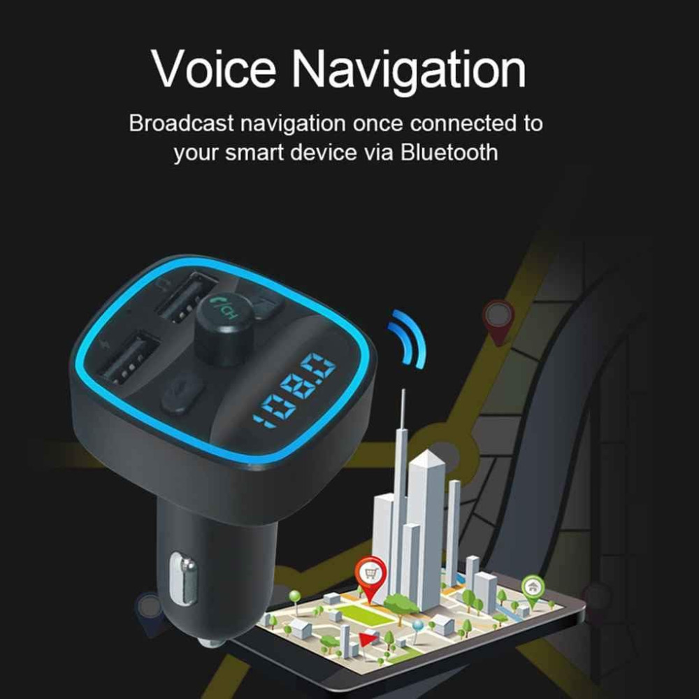 Автомобильный FM трансмиттер Cdrox T25 Bluetooth 5 0 с двумя USB портами 12-24 В