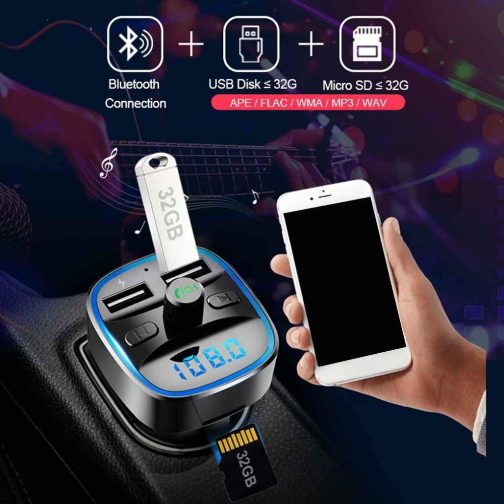 Автомобильный FM трансмиттер Cdrox T25 Bluetooth 5 0 с двумя USB портами 12-24 В