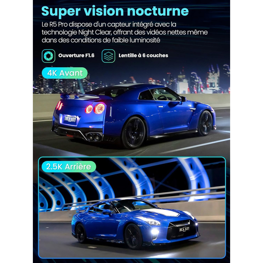Видеорегистратор Alltotive R5 Pro 4K и 2.5K передний и задний с GPS модулем и Wi-Fi 5G 128ГБ карт