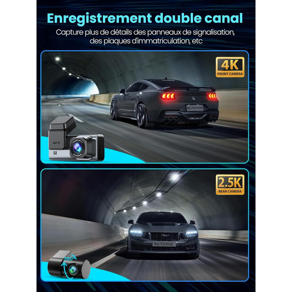 Видеорегистратор Alltotive R5 Pro 4K и 2.5K передний и задний с GPS модулем и Wi-Fi 5G 128ГБ карт