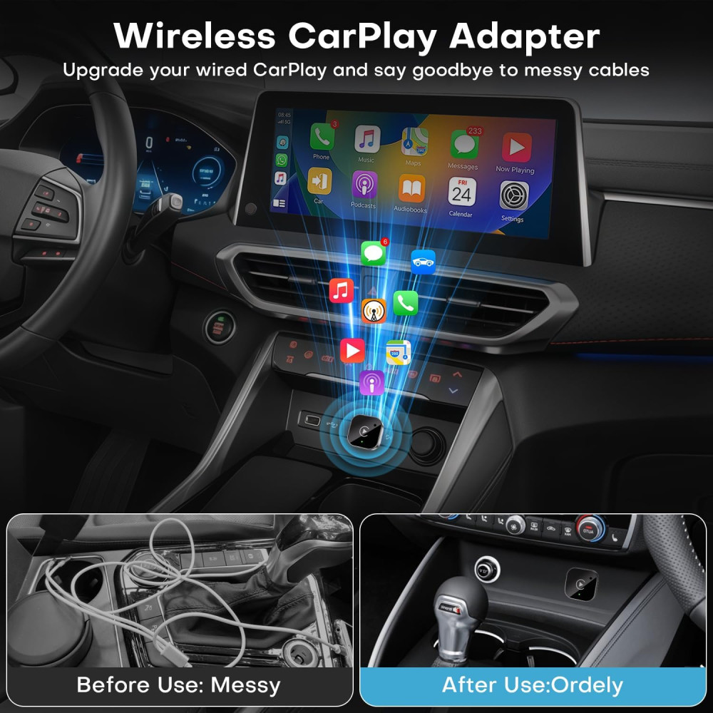 Беспроводной адаптер Shrandi 2в1 Wireless CarPlay & Android Auto