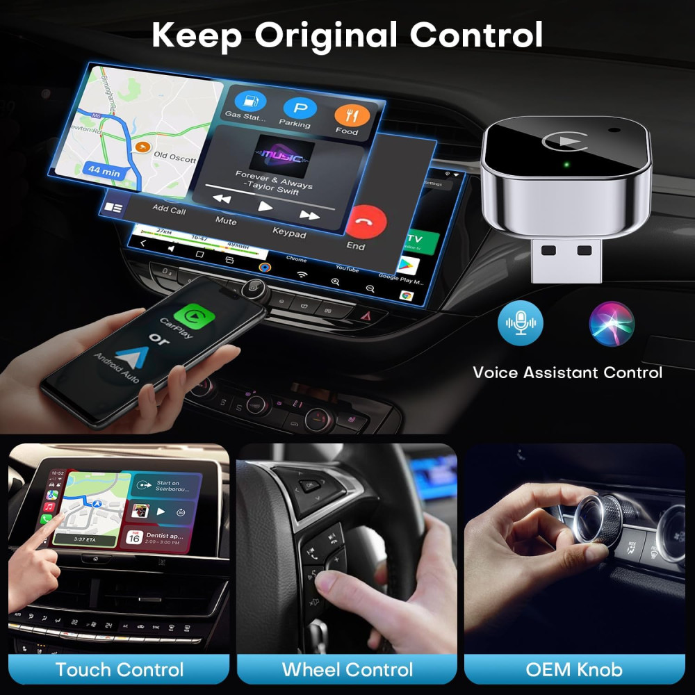 Беспроводной адаптер Shrandi 2в1 Wireless CarPlay & Android Auto