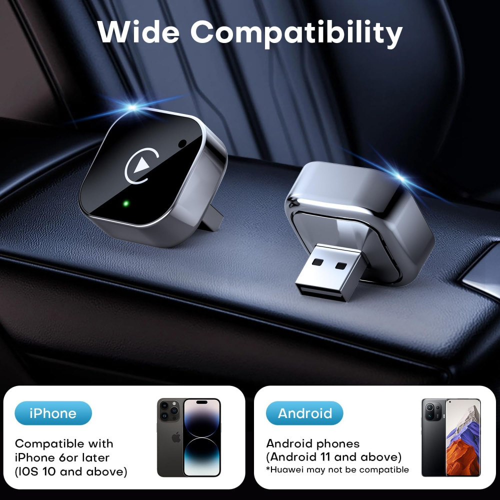 Беспроводной адаптер Shrandi 2в1 Wireless CarPlay & Android Auto