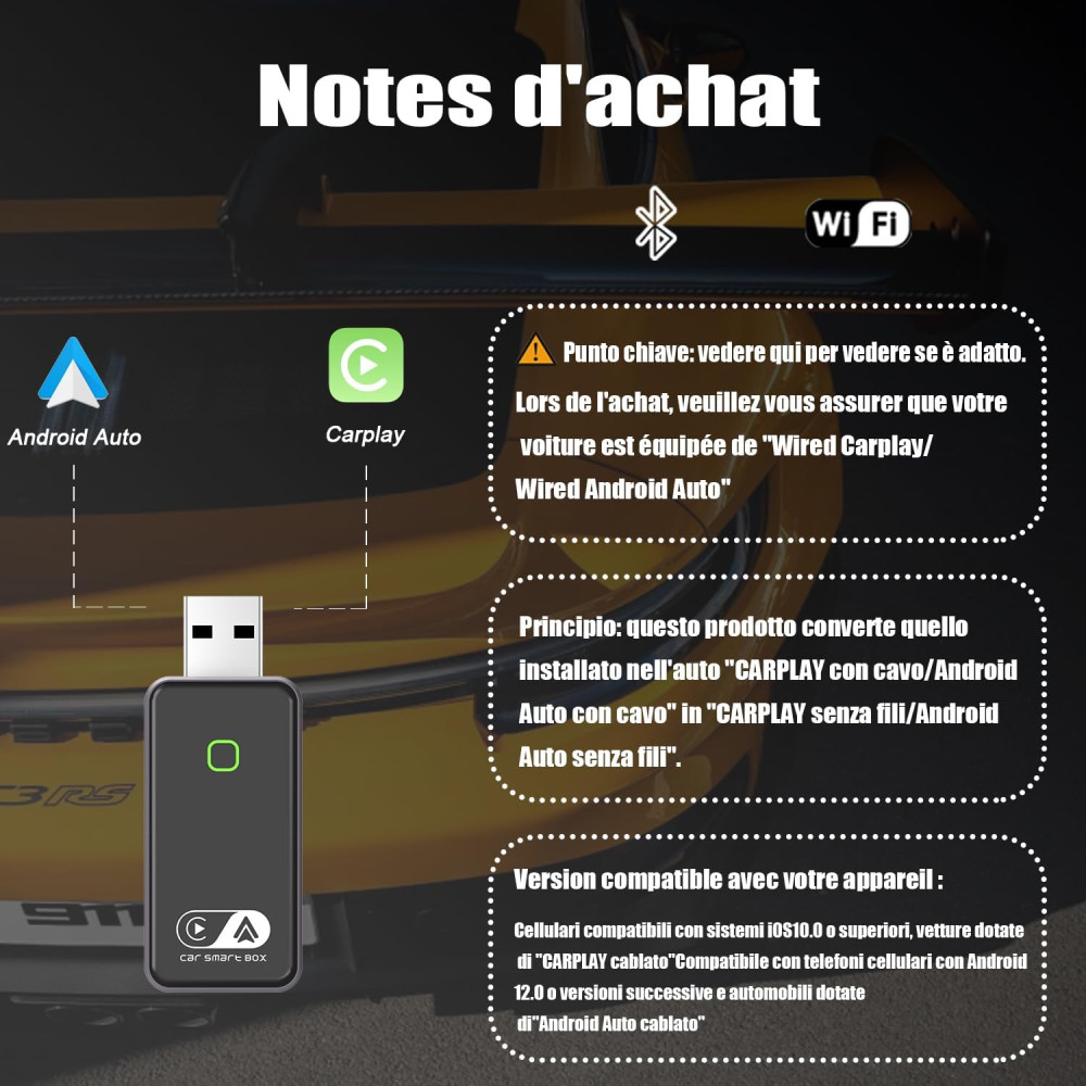 Беспроводной адаптер CarPlay и Android Auto GreenVacShop 2в1