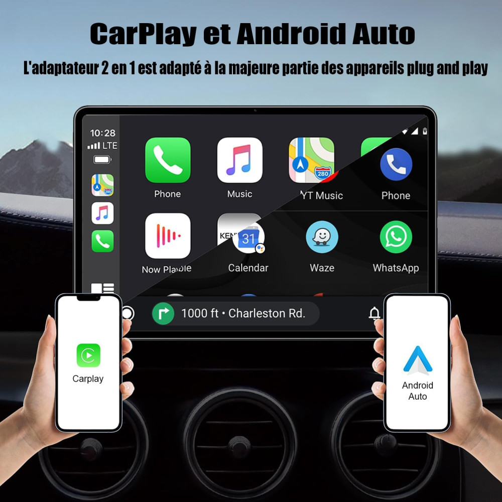 Беспроводной адаптер CarPlay и Android Auto GreenVacShop 2в1