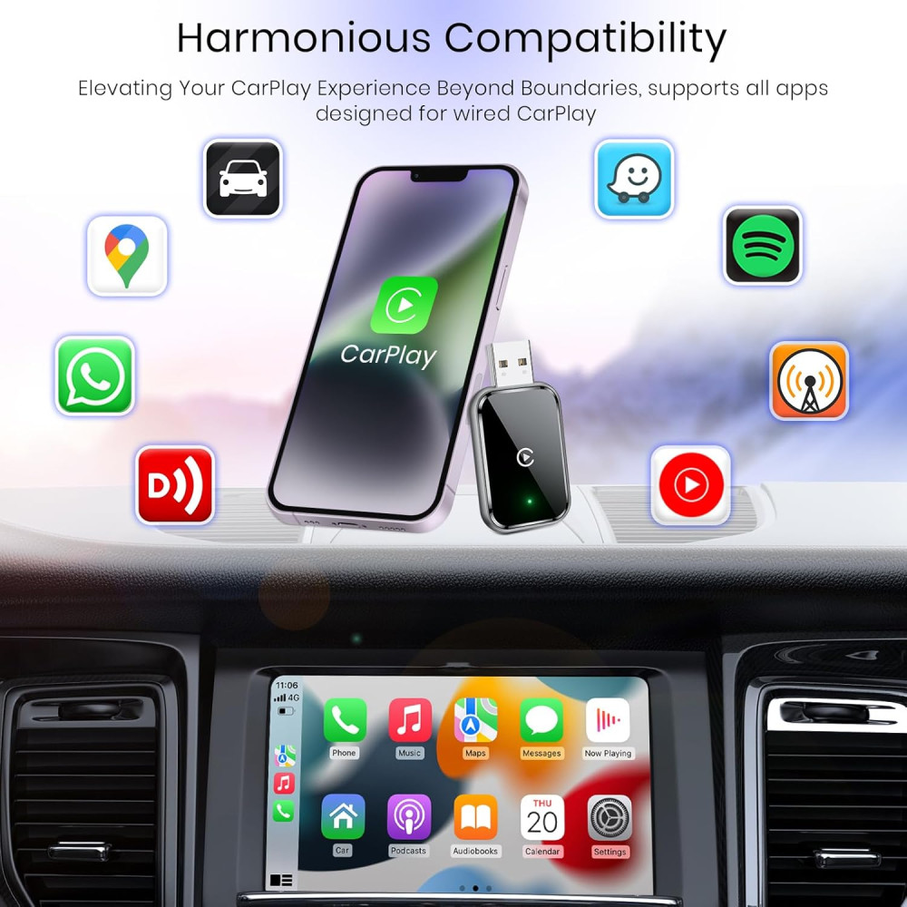 Беспроводной адаптер CarPlay HaMeby USB/Type-C 5.8GHz WiFi