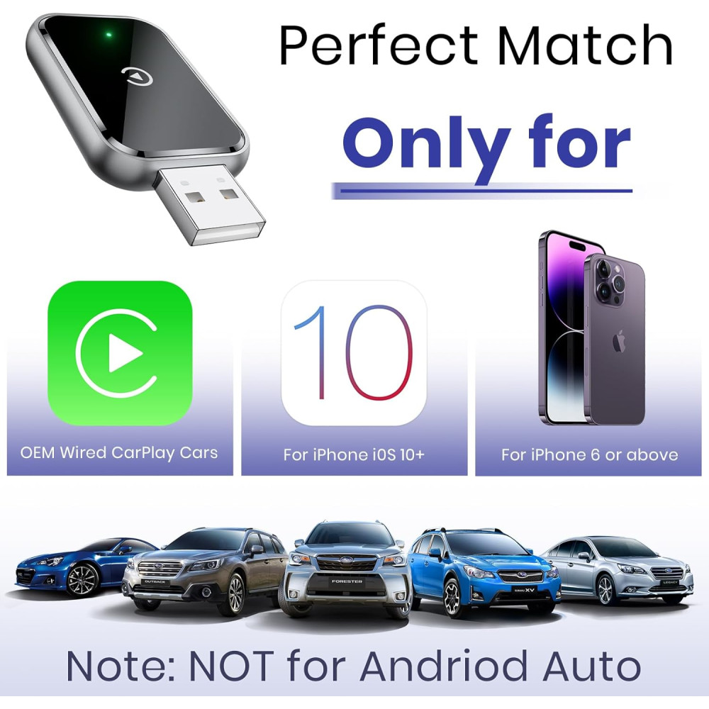 Беспроводной адаптер CarPlay HaMeby USB/Type-C 5.8GHz WiFi