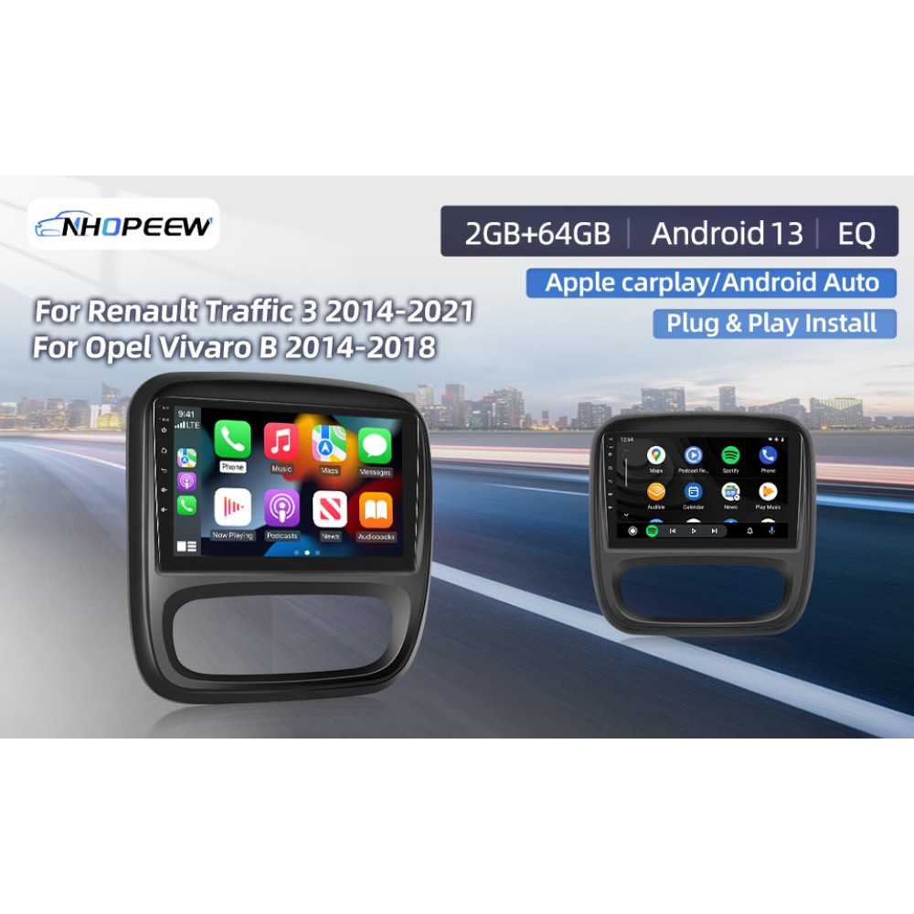 Магнитола для Opel Vivaro B и Renault Traffic 3 с 2014 по 2021 год Android 13