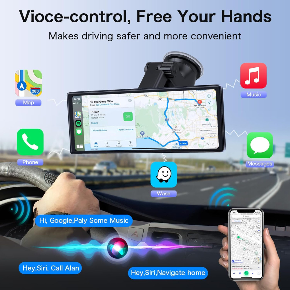 Автомагнітола автомобильный монітор Jansite з Apple CarPlay та Android Auto, GPS-навігація